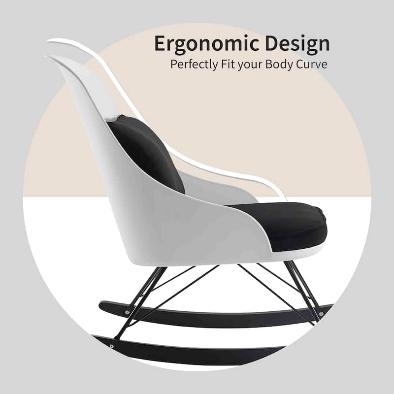 Large Rocking Chair With Cushion Plastic Arms Lounge Nursery Living Room Rocker Replica Accent Comfortable Office Work