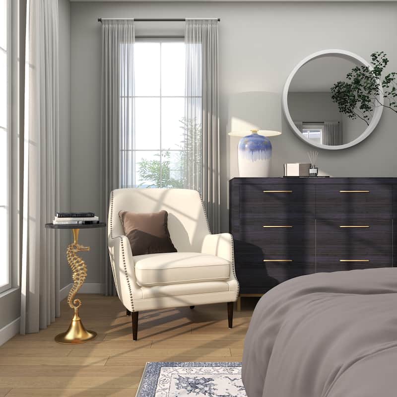 Aluminum Metal Sea Horse Pedestal Side End Accent Table with Tray Top - Silver or Gold - Roche River Decor