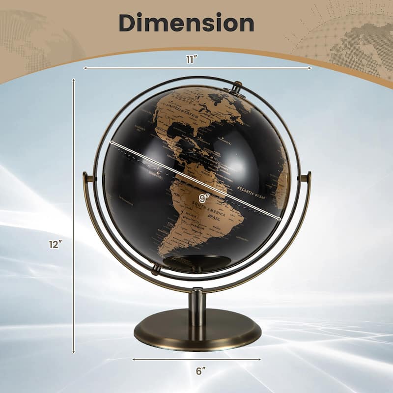 Costway 9-Inch Metallic Black World Globe 720° Rotating Earth Globe - See Details