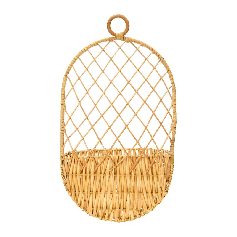 Hand-Woven Hanging Wicker Basket