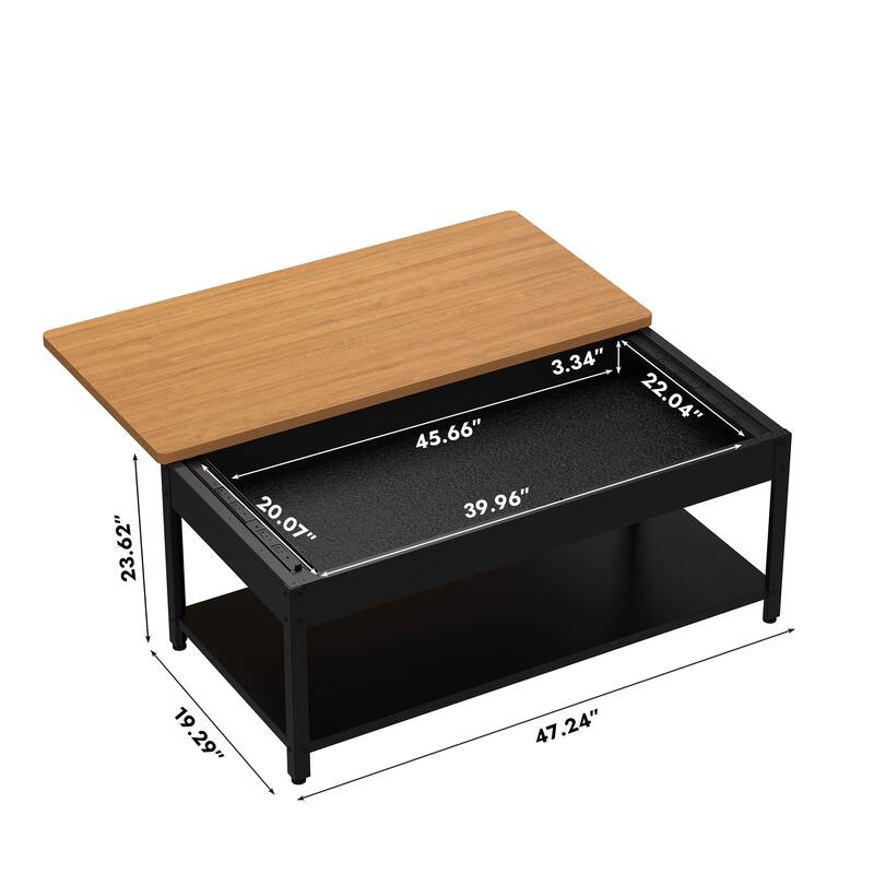double-layer coffee table with hidden storage compartment and fingerprint lock - Living room dining table