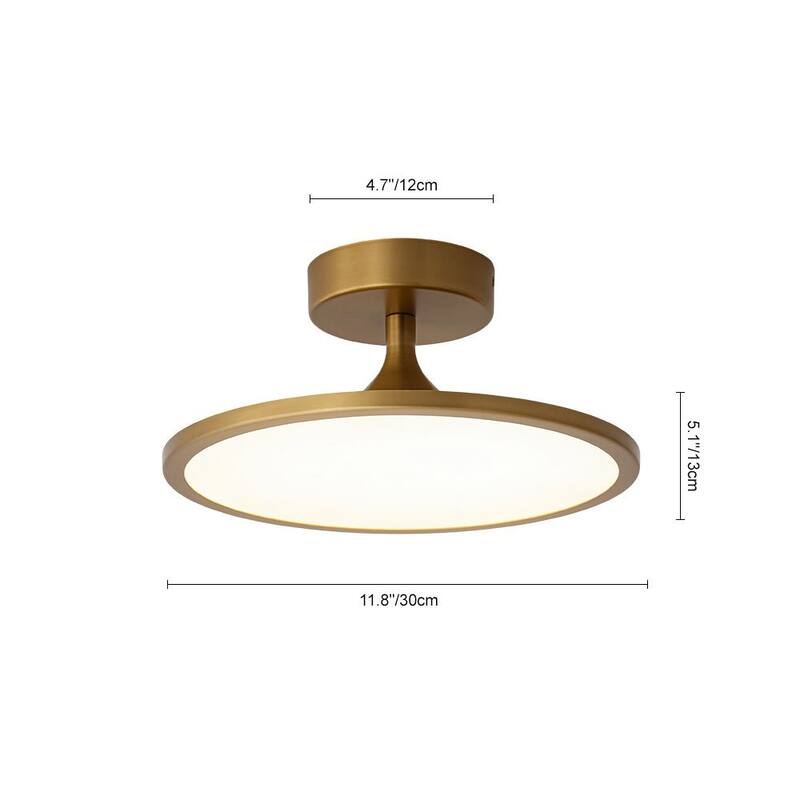 Contemporary Minimalism Dimmable LED Metal Round Semi Flush Light