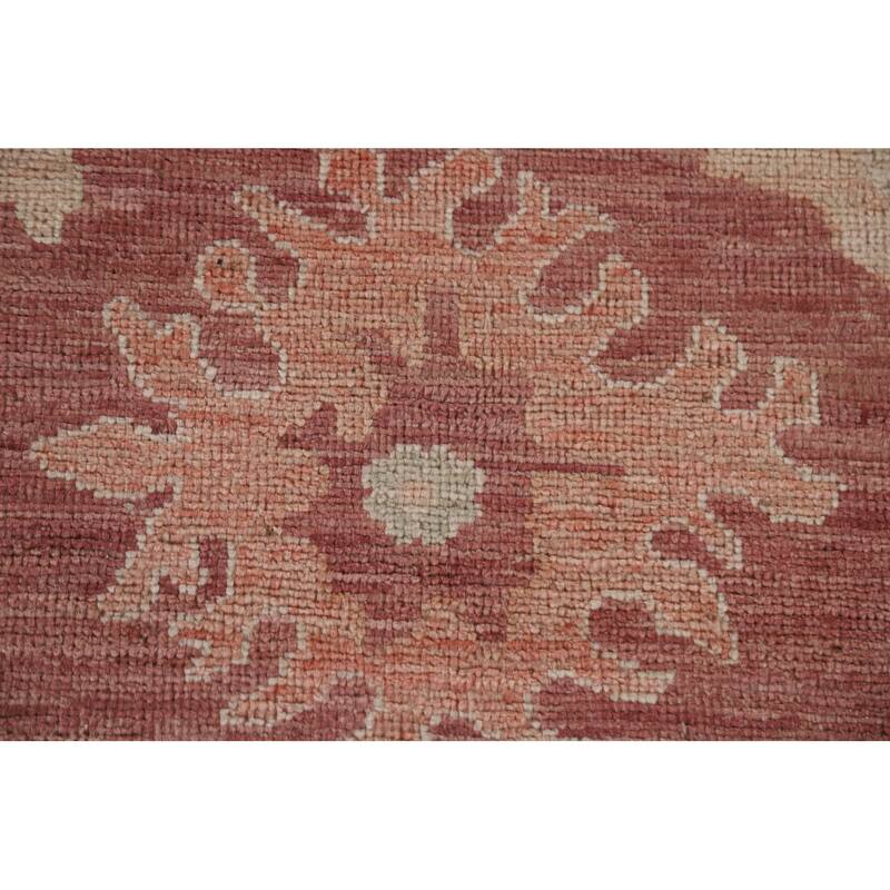 Floral Red Oushak Turkish Area Rug Hand-knotted Wool Carpet - 8'11" x 11'10"