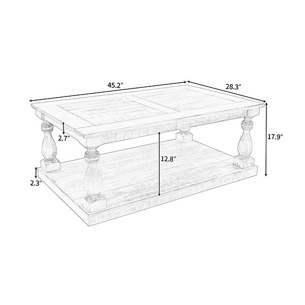 Rustic Floor Shelf Coffee Table with Storage Bed Bath & Beyond 36992574