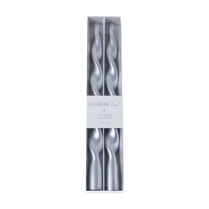 Lumière Twist Formal Taper Candles, Set of 12 - Holiday Table Décor