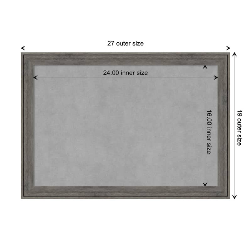 Amanti Art Regis Barnwood Grey Narrow Framed Magnetic Board - Board Size 24x16