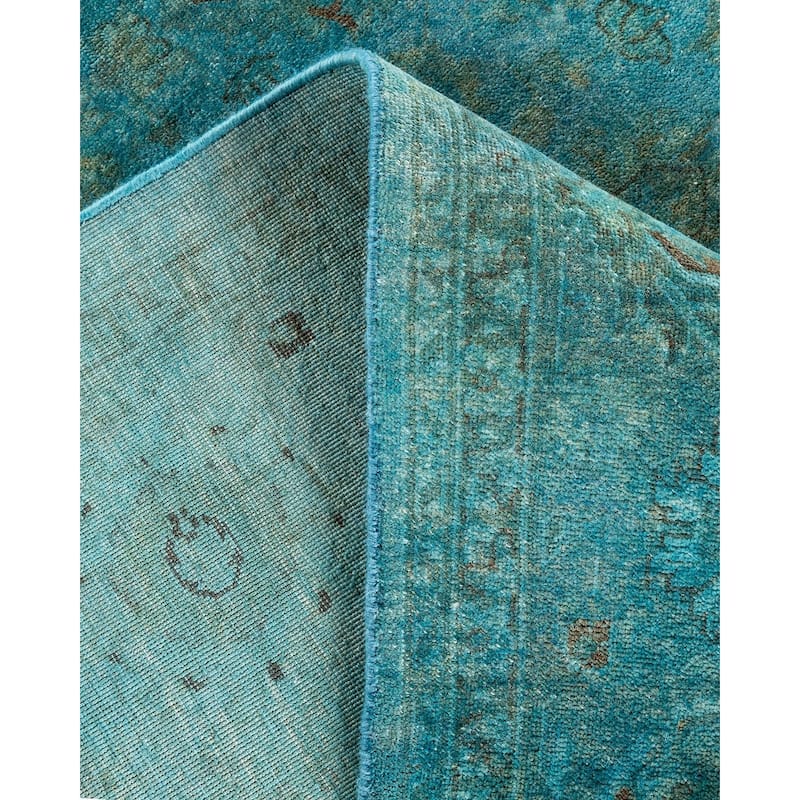 Overdyed, One-of-a-Kind Hand-Knotted Area Rug - Blue - 7' 10" x 10' 2"