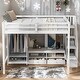 preview thumbnail 2 of 7, White Full Size Loft Bed Frame with Wardrobe, Safe Low Storage Table and Storage Staircase
