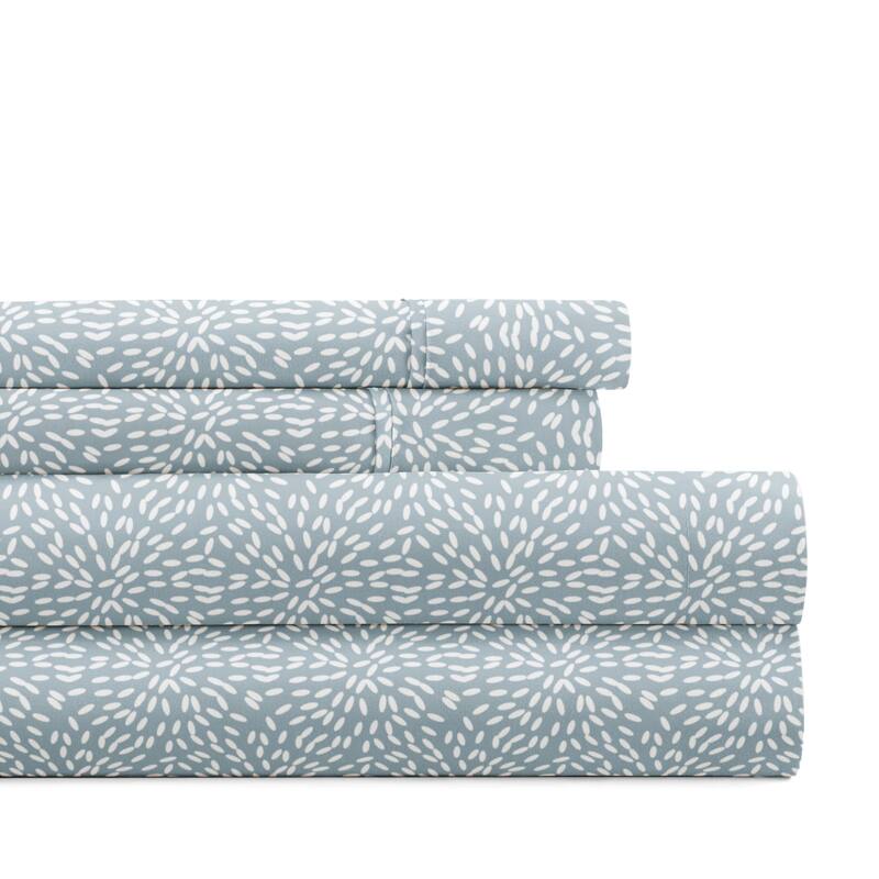 Delicate Details Patterned Ultra-Soft Bed Sheet Sets - Modern Circles Sky Blue - California King