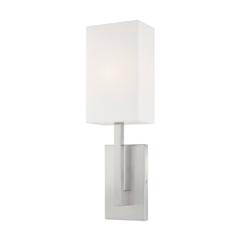 Livex Lighting Hayworth Single Light 20" Tall Wall Sconce with Fabric - Brushed Nickel