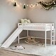 preview thumbnail 2 of 12, Twin Size Low Loft Bed with Ladder and Slide, Space-saving, White