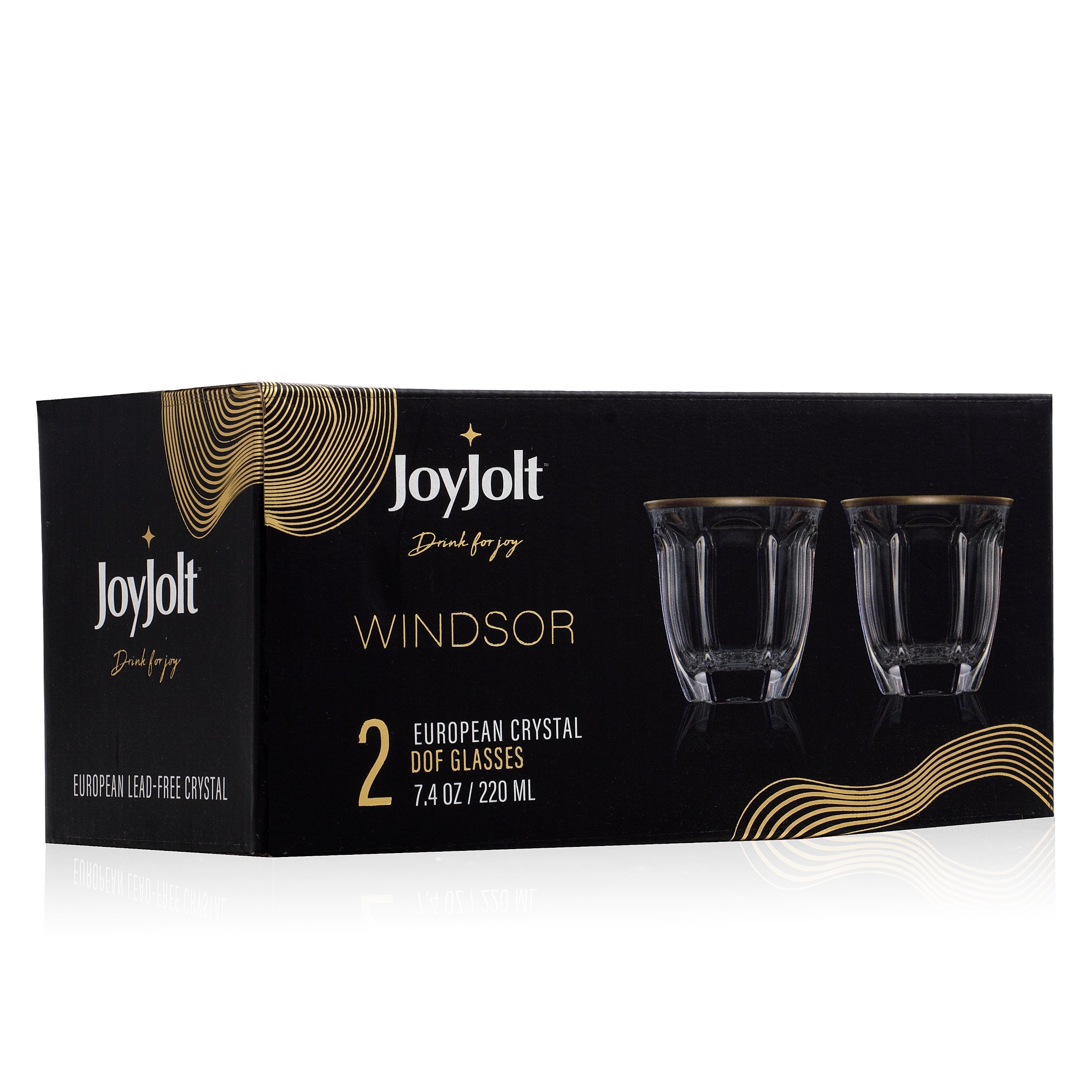 JoyJolt Aurora Crystal Whiskey Glasses 8oz (Set of 2)