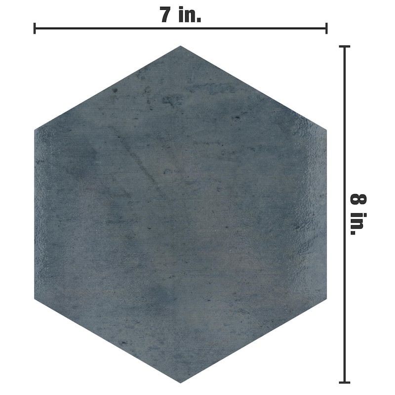Merola Tile Capri Hex Indigo 7" x 8" Porcelain Floor and Wall Tile
