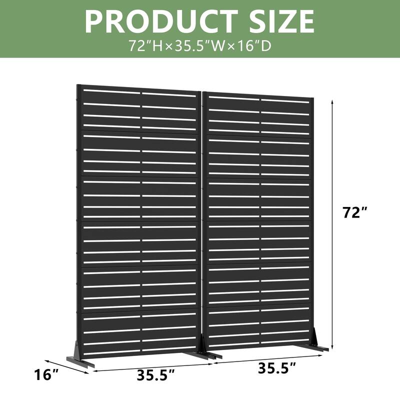 Dovelina Black Outdoor Freestanding Metal Privacy Screen Decorative Garden Fence (Set of 2)