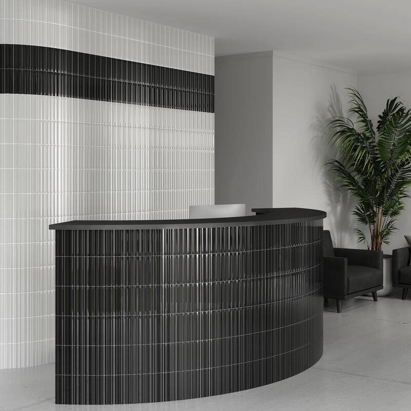 Merola Tile Crown Heights Maori Glossy Black 2-5/8" x 7-7/8" Ceramic Wall Tile - Case (60 Tiles)