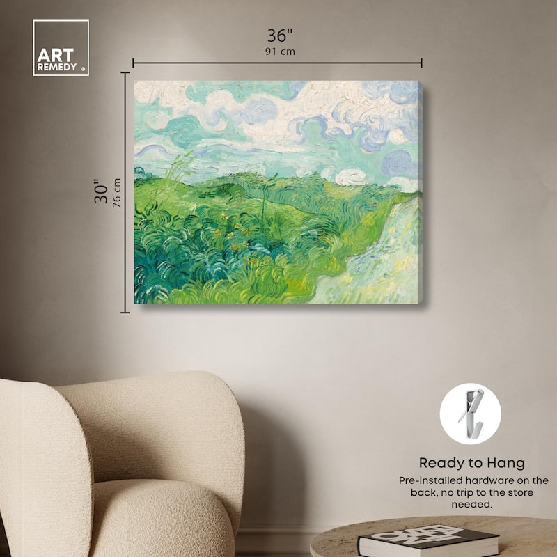 Green Wheat Fields Canvas by Art Remedy, Gallery Wrapped