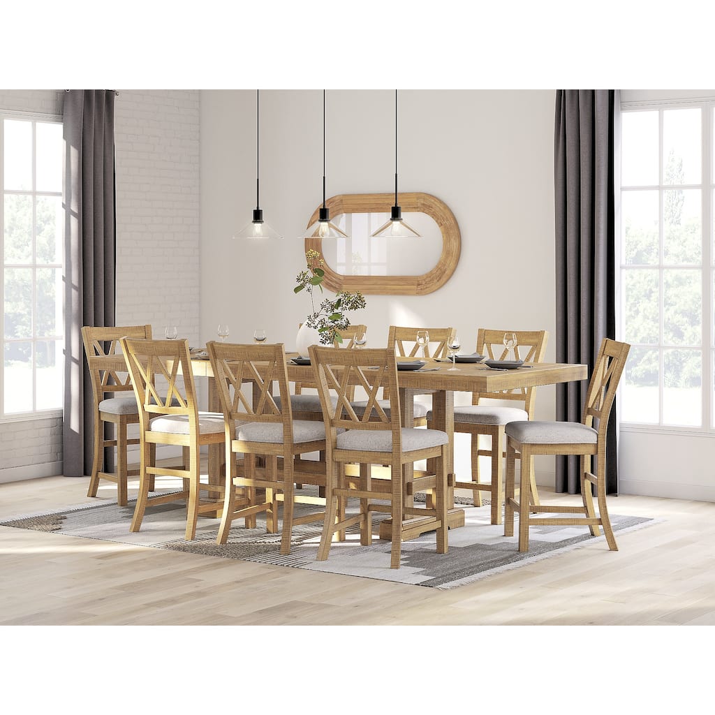 Signature Design by Ashley Havonplane Gray/Brown Counter Height Dining Table and 8 Bar stools