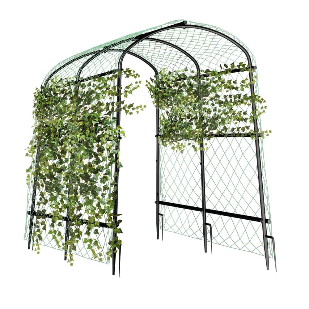 Garden Arch Tunnel Trellis Outdoor Tall Metal Arbor Walkway for Climbing Plants Vines Vegetables Yard Lawn Cucumber