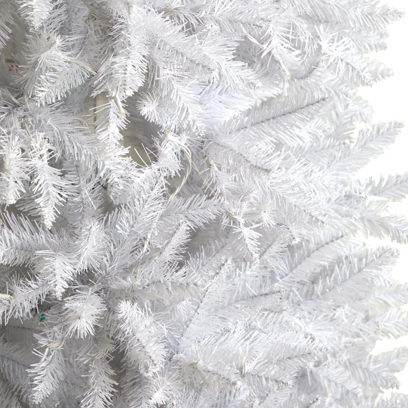 9ft. Slim White Artificial Christmas Tree with 600 Warm White LED Lights & 1860 Branches - Towering Holiday X-Mas Display