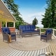 preview thumbnail 27 of 50, 4 Piece Outdoor High Back Wicker Patio Conversation Furniture Sets Navy Blue-Brown Rattan
