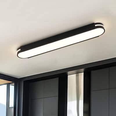 Modern Dimmable LED Long Oblong Flush Mount Ceiling Light 31.5in