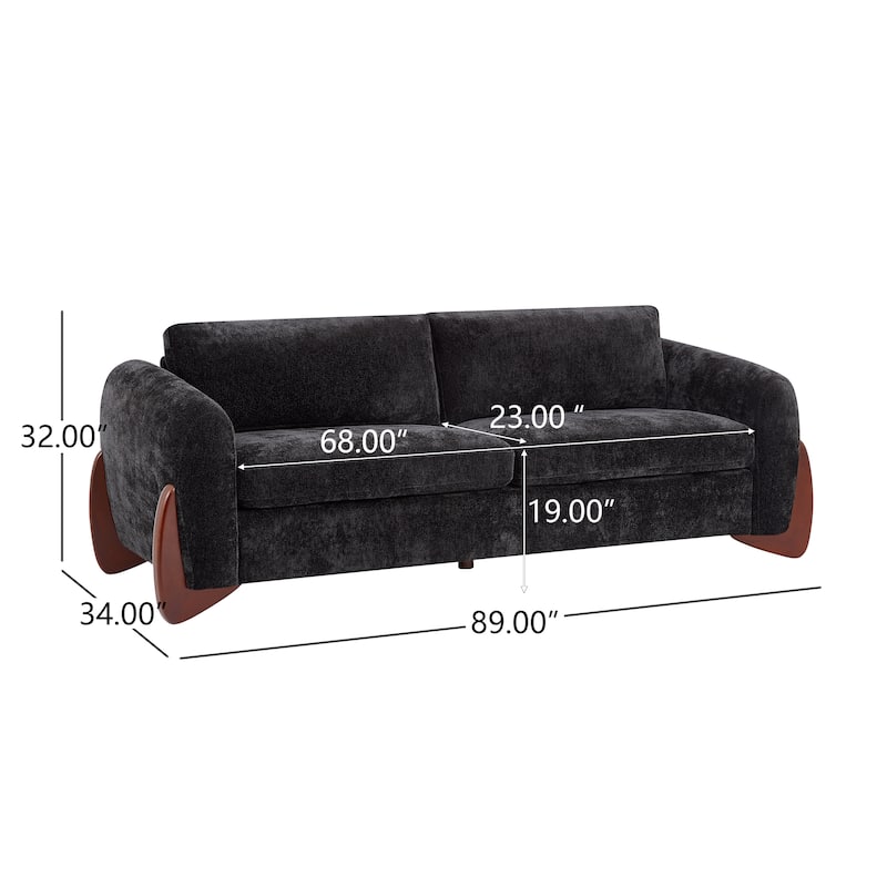 Christopher Knight Home - Hartly Modern Chenille Upholstered 3-Seater Sofa with Solid Wood Legs