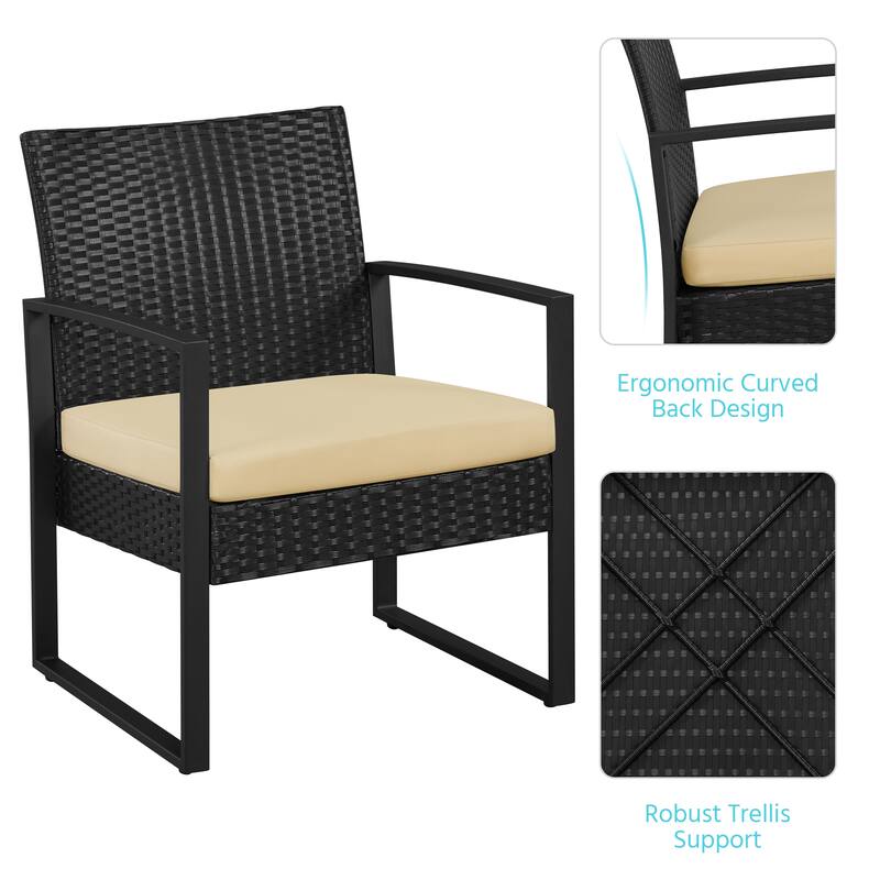 Yaheetech 3-Piece Bistro Set with Rattan Chairs for Patio and Balcony