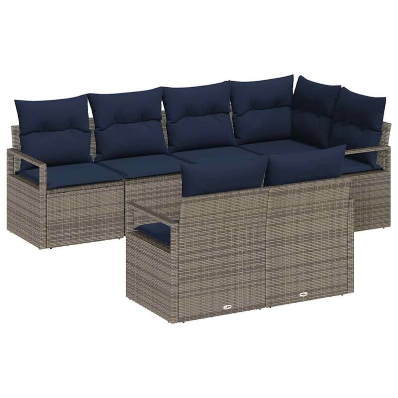 7-Piece Outdoor Sectional Sofa Set with Cushions - 91.3×48×27.2
