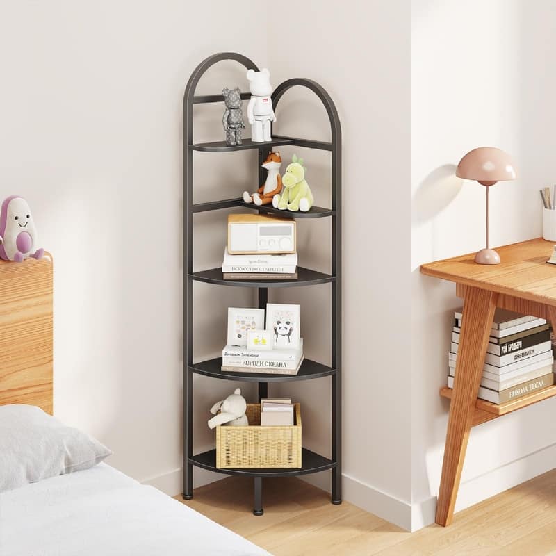 5-Tier Corner Bookshelf - 12.6"D x 12.6"W x 50"H