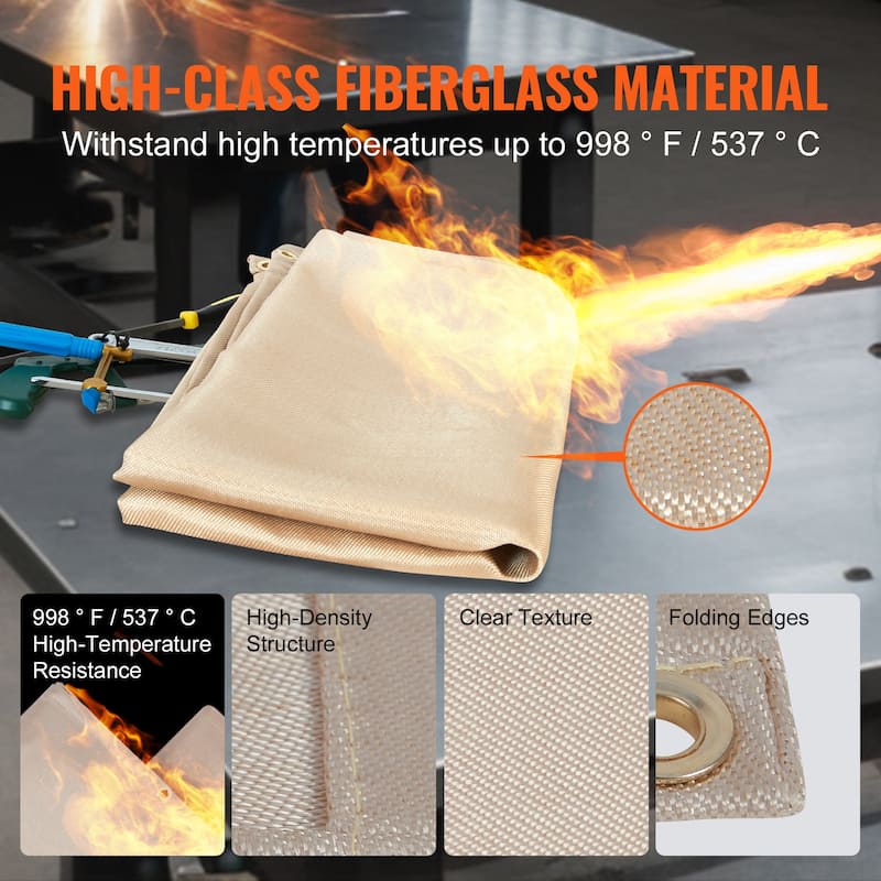 Welding Blanket 2 Pack, 6FT x 8FT Heat Treated Welding Blanket, Up To 998°F Heat Resistant Blanket Set - 6FT x 8FT