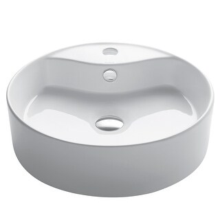 Kraus Round White Ceramic Vessel Bathroom Sink