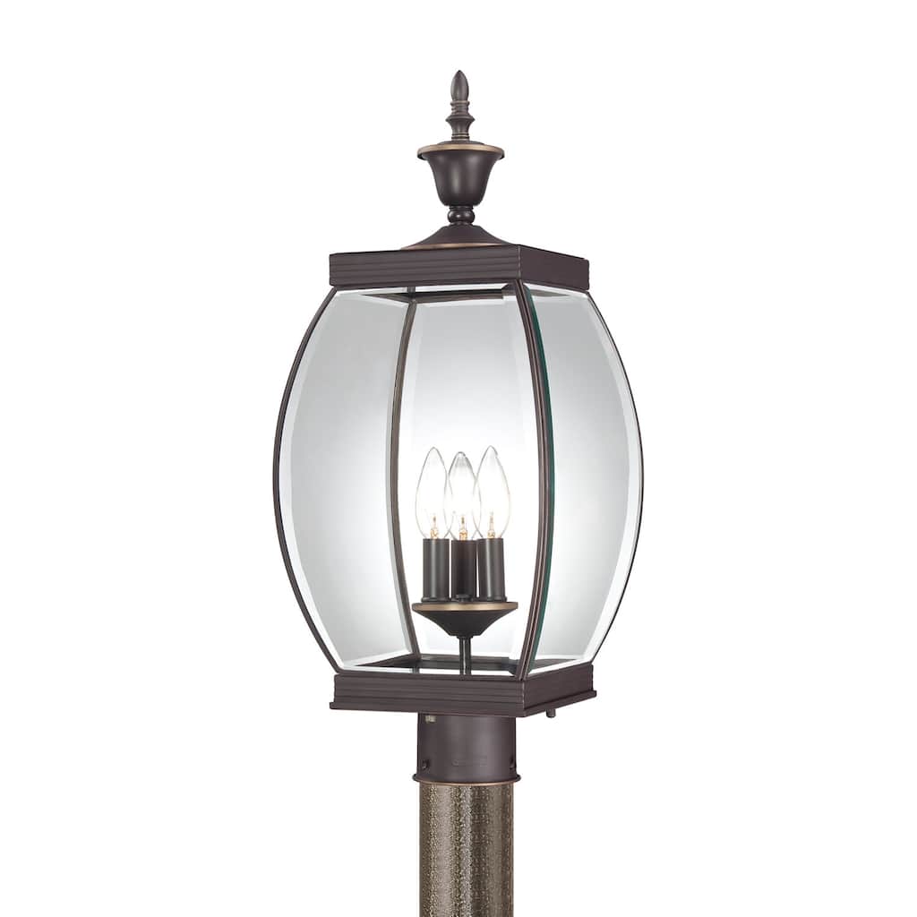 Oasis 3-Light Outdoor Post Lantern in Medici Bronze