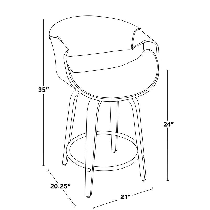 Carson Carrington Sauda 24" Fixed-Height Counter Stools with Bent Wood Legs & Round Footrest (Set of 2)