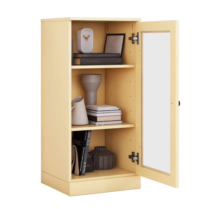 Palace Imports 100% Solid Wood 3-Shelf Bookcase with Frosted Glass Door and Adjustable Shelves