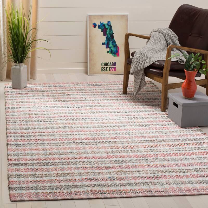 SAFAVIEH Handmade Flatweave Montauk Hermanda Casual Cotton Rug - 8' x 10' - Pink/Multi