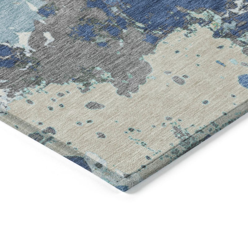 Machine Washable Indoor/Outdoor Modern Splatter Chantille Rug