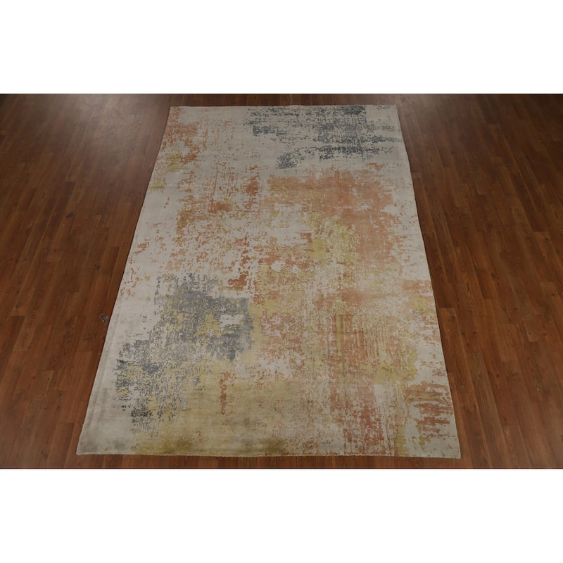 All-Over Abstract Contemporary Area Rug Hand-Knotted Wool Carpet - 5'6" x 8'0"