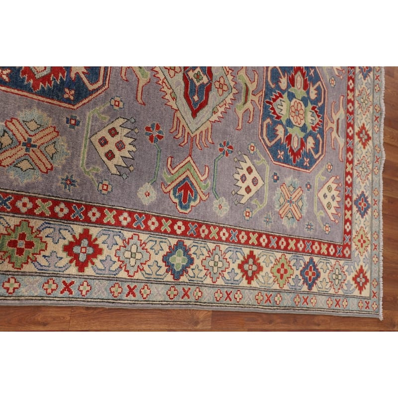 Kazak Oriental Area Rug Handmade Traditional Grey Wool Carpet - 5'0" x 6'8"