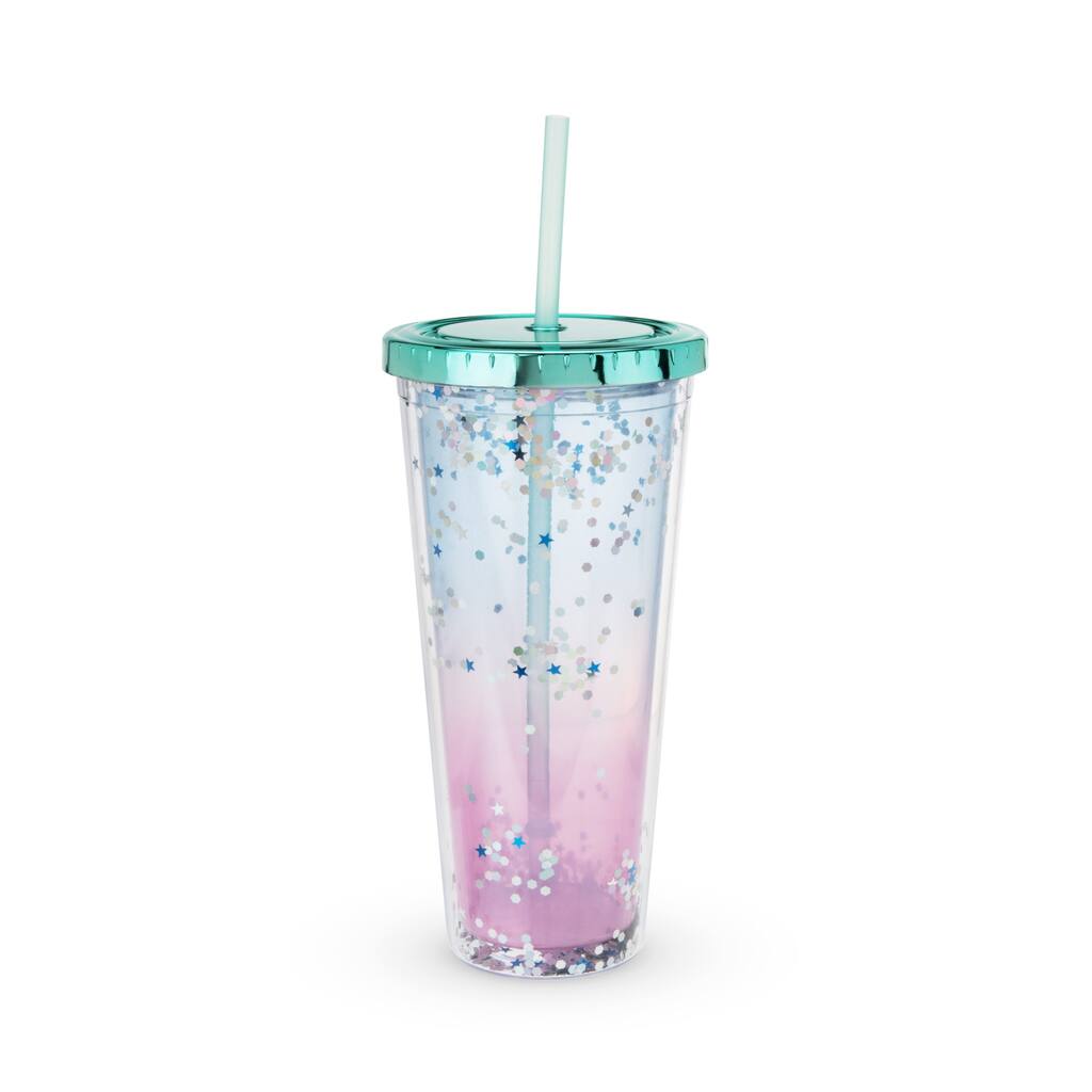 Mermaid Glitter Drink Tumbler by Blush - Assorted - 11.25" x 4"