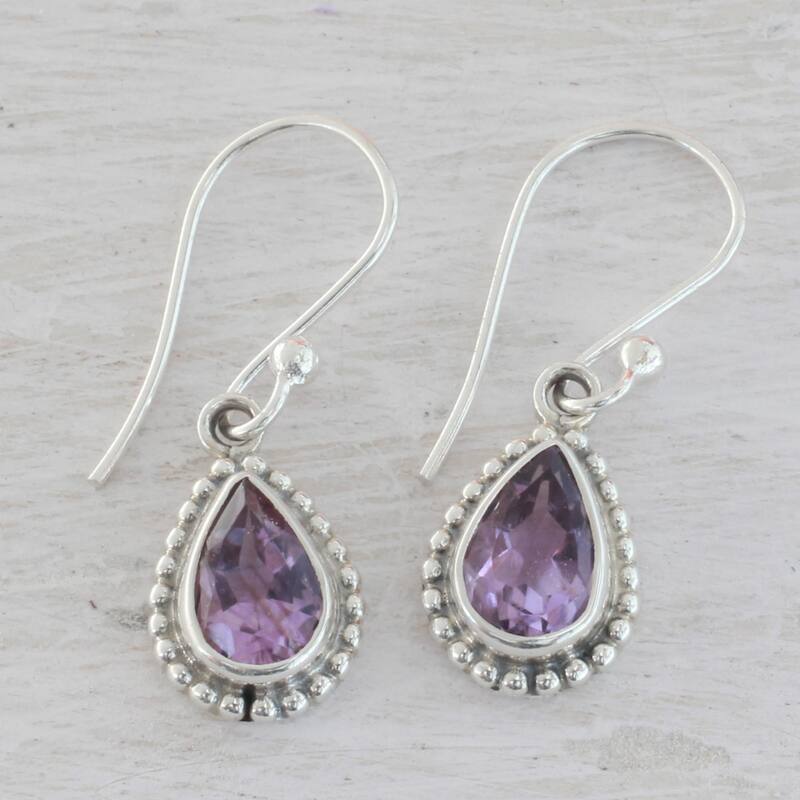 Sterling Silver 'Radiant Lilac' Amethyst Earrings