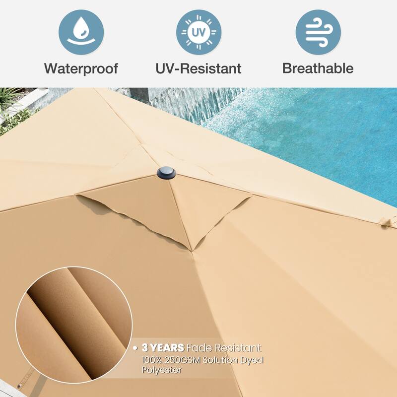 VredHom 10X13 FT Patio Outdoor Cantilever-Offset Umbrella with Base Stand