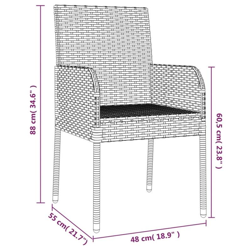 vidaXL 3/5/9/11 Piece Patio Dining Set with Cushions Poly Rattan