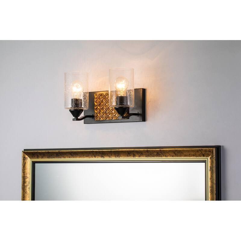 2 Light Bath Vanity Light in Black and Gold