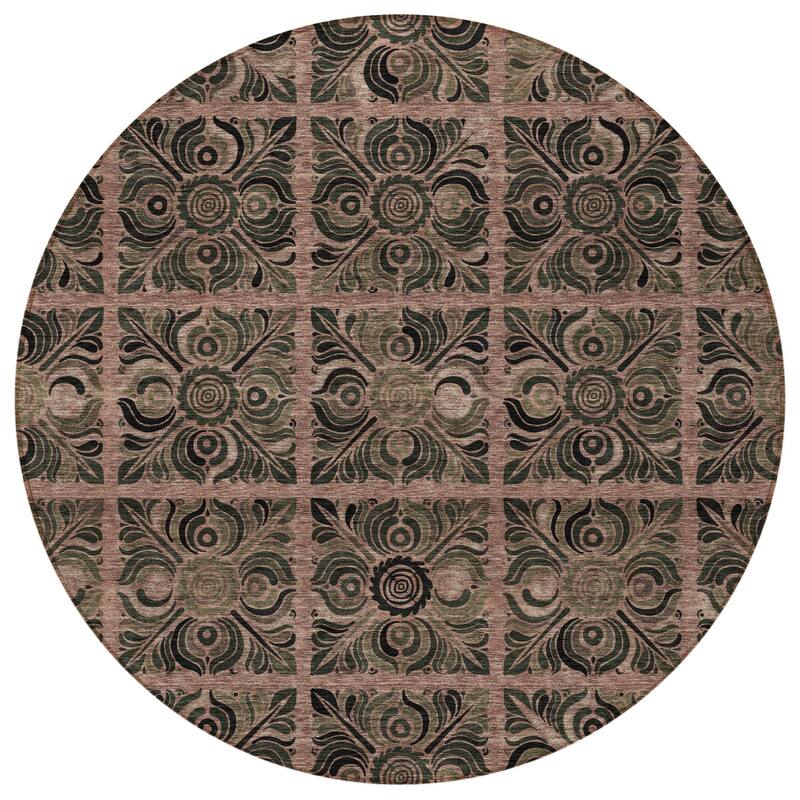 HomeRoots Medallion Transitional Rectangle Outdoor Rug