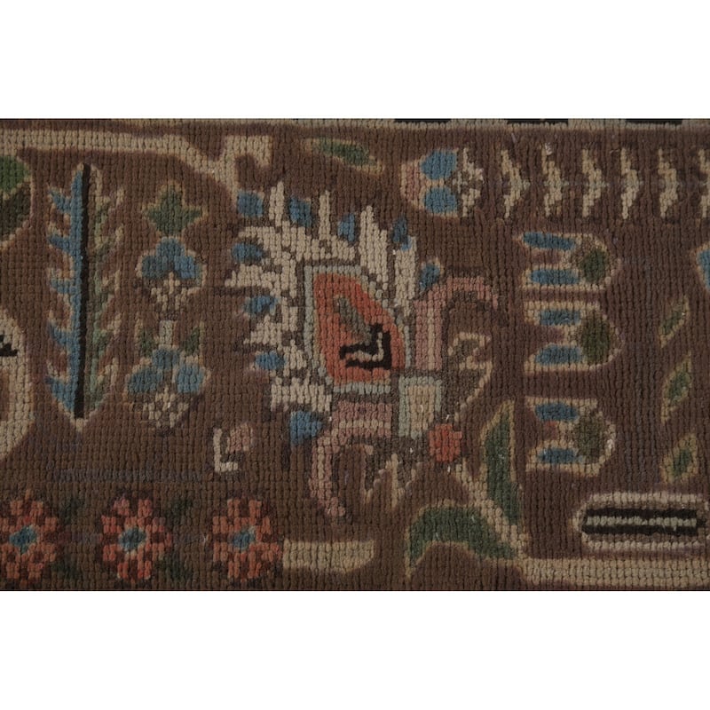 Geometric Gray Tabriz Persian Vintage Area Rug Handmade Wool Carpet - 9'10"x 12'5"