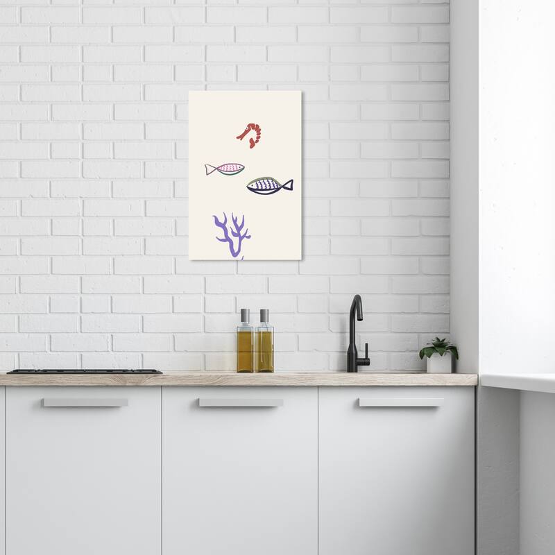 Wynwood Studio Education and Office Drawing from my Fish Antique White Modern & Contemporary Wall Art Canvas Print - 24 x 16