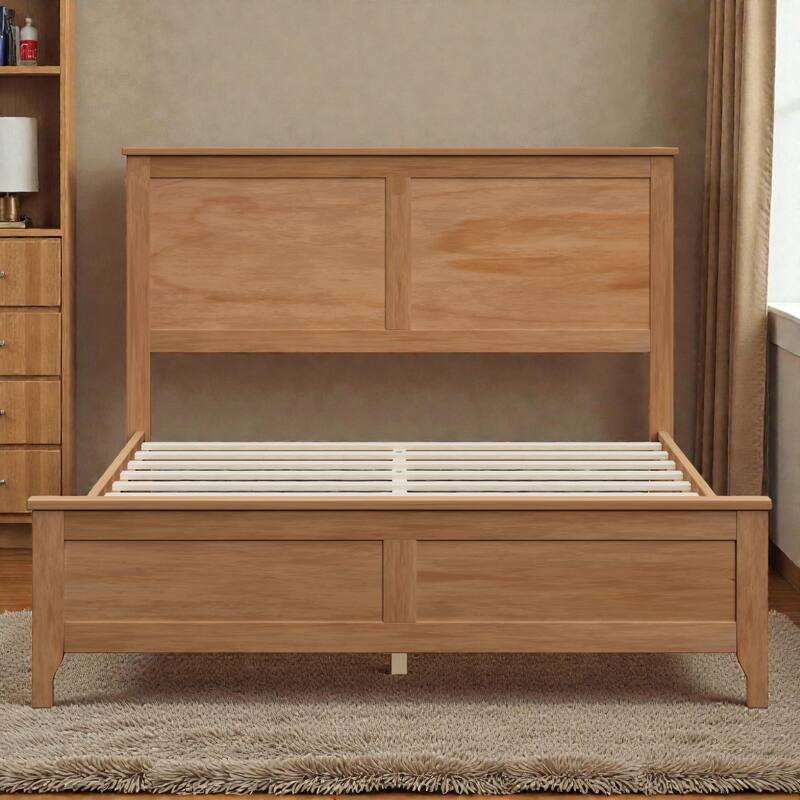 Modern Solid Wood Platform Bed Frame with Wooden Slats Support, No Box Spring Needed, Full Queen King