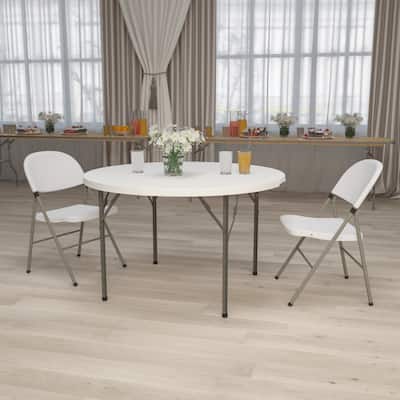 48" Round Granite White Plastic Event and Party Folding Table