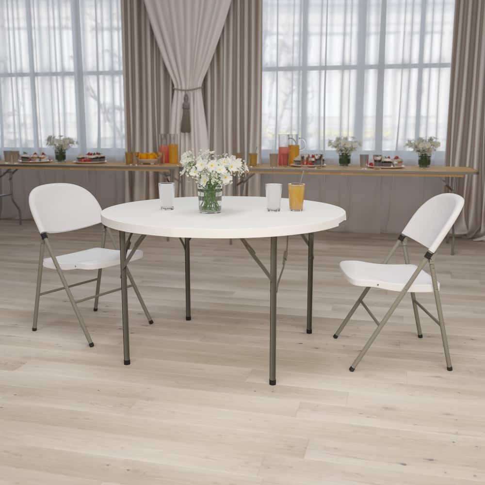 48" Round Granite White Plastic Event and Party Folding Table