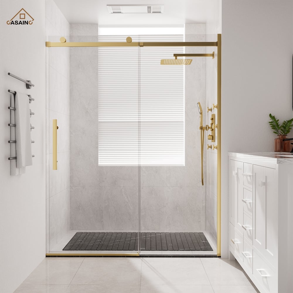 CASAINC 60 in. W x 76 in. H Sliding Frameless Shower Door with SGCC Certification